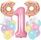 29Pcs Donut First Birthday Party Decorations Colorful Donut Balloons Confetti Star Balloons Number 1 Balloon for Sweet One Donut Birthday Decoration Supplies